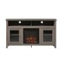 Walker Edison - Tall Fireplace Cabinet TV Stand for Most Flat-Panel TVs Up to 65" - Driftwood - Image 1
