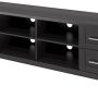 CorLiving Jackson Wooden Extra Wide TV Stand, for TVs up to 85in. - Black Wood Grain - Image 1