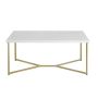 Walker Edison - Luxe Mid Century Modern Y-Leg Coffee Table - White Faux Marble And Gold Finish - Image 1