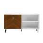 Walker Edison - Mid-Century Modern TV Stand for Most TVs Up to 65" - Dark Walnut/White - Image 1