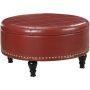 INSPIRED by Bassett - Augusta Mid-Century Bonded Leather Ottoman w/ Inner Storage - Red - Image 1
