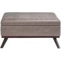Simpli Home - Owen Square Mid-Century Modern Faux Air Leather Ottoman With Inner Storage - Distressed Gray Taupe - Image 1