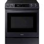 Samsung - 6.3 Cu. Ft. Slide-In Electric Convection Range with Self-Cleaning, Smart Dial, and Air Fry - Black stainless steel - Image 1