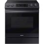 Samsung - 6.3 Cu. Ft. Slide-In Electric Convection Range with Self-Cleaning and Air Fry - Black stainless steel - Image 1