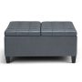 Simpli Home Harrison Contemporary Wood/Polyurethane Faux Leather Ottoman - Stone Gray - Image 1
