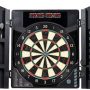 MD Sports - Bristlesmart Smart Dartboard Cabinet With Digital X/O Cricket Scorekeeping and Steel Tip Dart Set - Brown/Black - Image 1