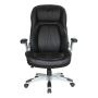 Office Star Products - Bonded Leather Executive Chair with Padded Flip Arms and Silver Base - Black - Image 1