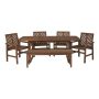 Walker Edison - 6-pc Windsor Extendable Patio Dining Set - Dark Brown - Image 1