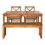 Walker Edison - 4-Piece Hunter Extendable Acacia Wood Patio Dining Set - Brown - Image 1