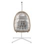 Walker Edison Swinging Wicker Patio Egg Chair w/ Cushion - Beige - Image 1