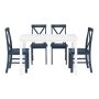 Walker Edison - Modern Farmhouse Solid Wood 5 Piece Dining Set - White/Navy - Image 1