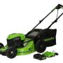 Greenworks - 21-in. 48-Volt (24V x 2) Self Propelled Cordless Walk Behind Lawn Mower (2 x 5.0Ah Batteries and Charger Included) - Black/Green - Image 1