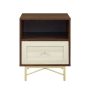 Walker Edison - 20in. Contemporary 1 Drawer Gold Accent Nightstand - Dark Walnut/White Poplar - Image 1