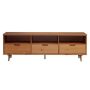 Walker Edison - Mid Century Modern 3 Drawer Solid Wood Console for TVs up to 80" - Caramel - Image 1