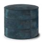 Simpli Home - Connor Round Pouf - Distressed Teal Blue - Image 1