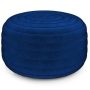 Simpli Home - Vivienne Round Pouf - Blue Velvet - Image 1
