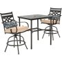 Hanover - Montclair 3-Piece High-Dining Set w/ 2 Swivel Chairs and a 33-Inch Square Table - Tan/Brown - Image 1