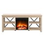 Camden&Wells Sawyer TV Stand w/ Log Fireplace - White Oak - Image 1