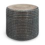 Simpli Home - Larissa Round Braided Pouf - Natural and Teal - Image 1