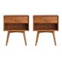 Walker Edison - Mid Century Open Cubby Nightstand (Set of 2) - Caramel - Image 1