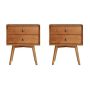 Walker Edison - Mid Century 2 Drawer Nightstand (Set of 2) - Caramel - Image 1