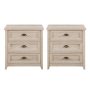 Walker Edison 2-Piece Farmhouse Framed-Drawer Nightstand Set - White Oak - Image 1