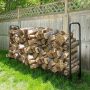Nature Spring - 8-Foot Firewood Log Rack with Cover - Black - Image 1