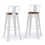 Simpli Home Rayne Metal and Wood Bar Stool (Set of 2) - White - Image 1