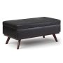 Simpli Home Owen Lift Top Large Coffee Table Storage Ottoman - Distressed Black - Image 1