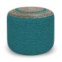 Simpli Home Serena Round Braided Pouf - Deep Aqua - Image 1
