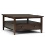 Simpli Home Warm Shaker Square Coffee Table - Tobacco Brown - Image 1