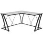 Flash Furniture - Glass L-Shape Computer Desk w/ Black Metal Frame - Clear/Black - Image 1