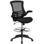 Flash Furniture - Mid-Back Mesh Ergonomic Drafting Chair w/ Adjustable Foot Ring and Flip-Up Arms - Black - BL-X-5M-D-GG - Image 1