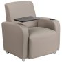 Flash Furniture - LeatherSoft Guest Chair w/ Tablet Arm, Chrome Legs and Cup Holder - Gray - Image 1