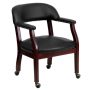 Flash Furniture - Conference Chair w/ Accent Nail Trim and Casters - Black Vinyl - Image 1