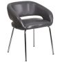 Flash Furniture - Fusion Series Contemporary LeatherSoft Side Reception Chair with Chrome Legs - Gray - Image 1