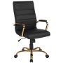 Flash Furniture - High Back Executive Swivel Office Chair w/ Metal Frame and Arms - Black LeatherSoft/Gold Frame - Image 1
