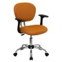 Flash Furniture - Mid-Back Mesh Padded Swivel Task Office Chair w/ Chrome Base and Arms - Orange - Image 1