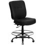 Flash Furniture - HERCULES Series Big & Tall 400 lb. Rated Ergonomic Drafting Chair w/ Rectangular Back - Black LeatherSoft - Image 1