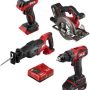 Skil - PWR CORE 20 Brushless 20V 4-Tool Kit: Drill Driver, Reciprocating Saw, Circular Saw and LED Light - Red/Black - Image 1