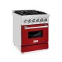 ZLINE - Dual Fuel Range with Gas Stove and Electric Oven in Stainless Steel and Red Gloss Door - Image 1