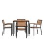 Flash Furniture - Lark Outdoor Square Modern 5 Piece Patio Set - Teak - Image 1