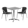 Flash Furniture - Lila Outdoor Square Contemporary Aluminum 3 Piece Patio Set - Black TLH-ALUM-24SQ-020BKCHR2-GG - Image 1