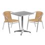 Flash Furniture - Lila Outdoor Square Contemporary Aluminum 3 Piece Patio Set - Beige TLH-ALUM-24SQ-020BGECHR2-GG - Image 1