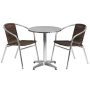 Flash Furniture - Lila Outdoor Round Contemporary Aluminum 3 Piece Patio Set - Dark Brown TLH-ALUM-24RD-020CHR2-GG - Image 1