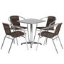 Flash Furniture - Lila Outdoor Square Contemporary Aluminum 5 Piece Patio Set - Dark Brown TLH-ALUM-24SQ-020CHR4-GG - Image 1