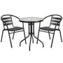 Flash Furniture - Lila Outdoor Round Contemporary Metal 3 Piece Patio Set - Clear/Black TLH-071RD-017CBK2-GG - Image 1