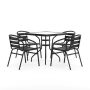 Flash Furniture - Lila Outdoor Square Contemporary Aluminum 5 Piece Patio Set - Clear/Black - Image 1