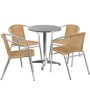 Flash Furniture - Lila Outdoor Round Contemporary Aluminum 5 Piece Patio Set - Beige TLH-ALUM-24RD-020BGECHR4-GG - Image 1