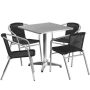 Flash Furniture - Lila Outdoor Square Contemporary Aluminum 5 Piece Patio Set - Black TLH-ALUM-28SQ-020BKCHR4-GG - Image 1